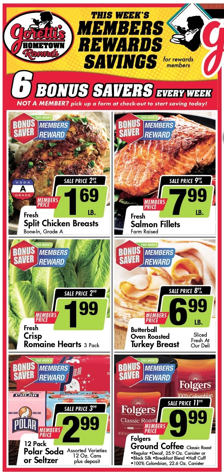 Goretti's Supermarket flyer page 1