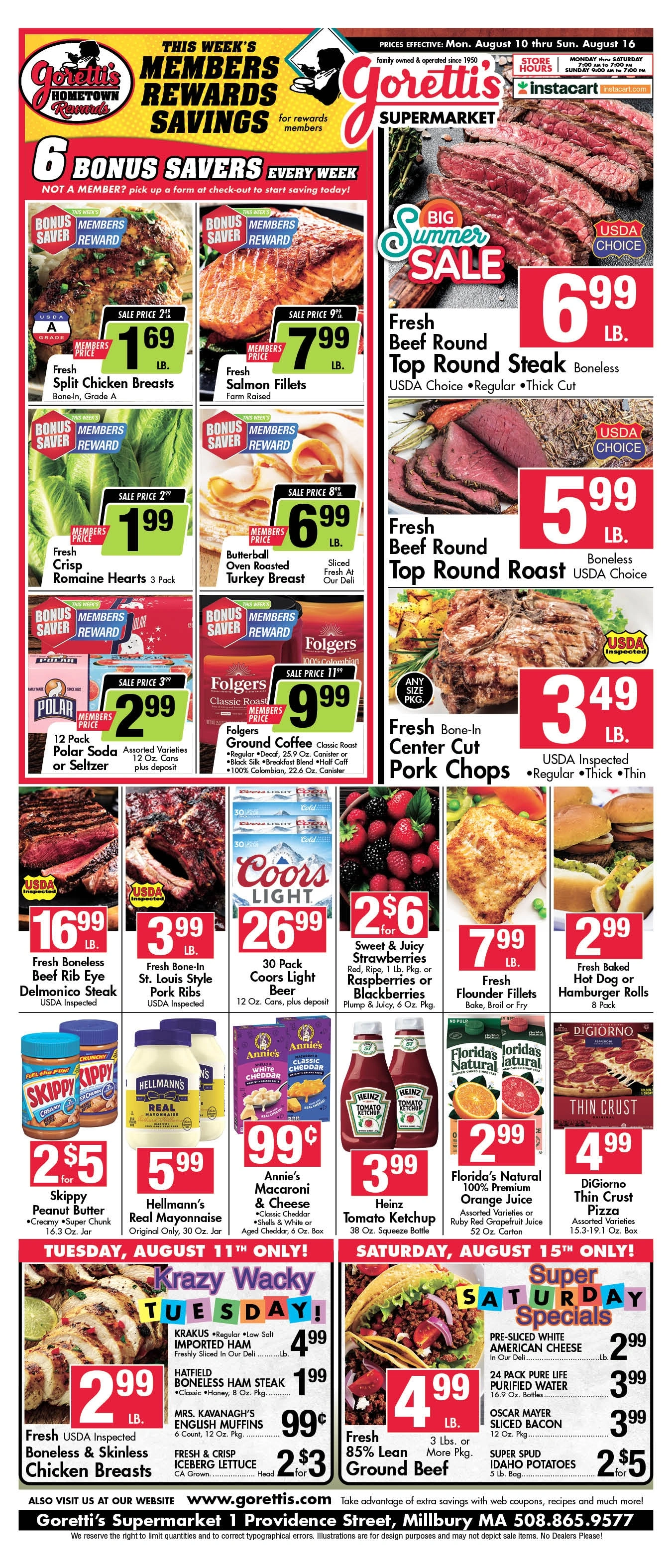Goretti's Supermarket flyer page 1