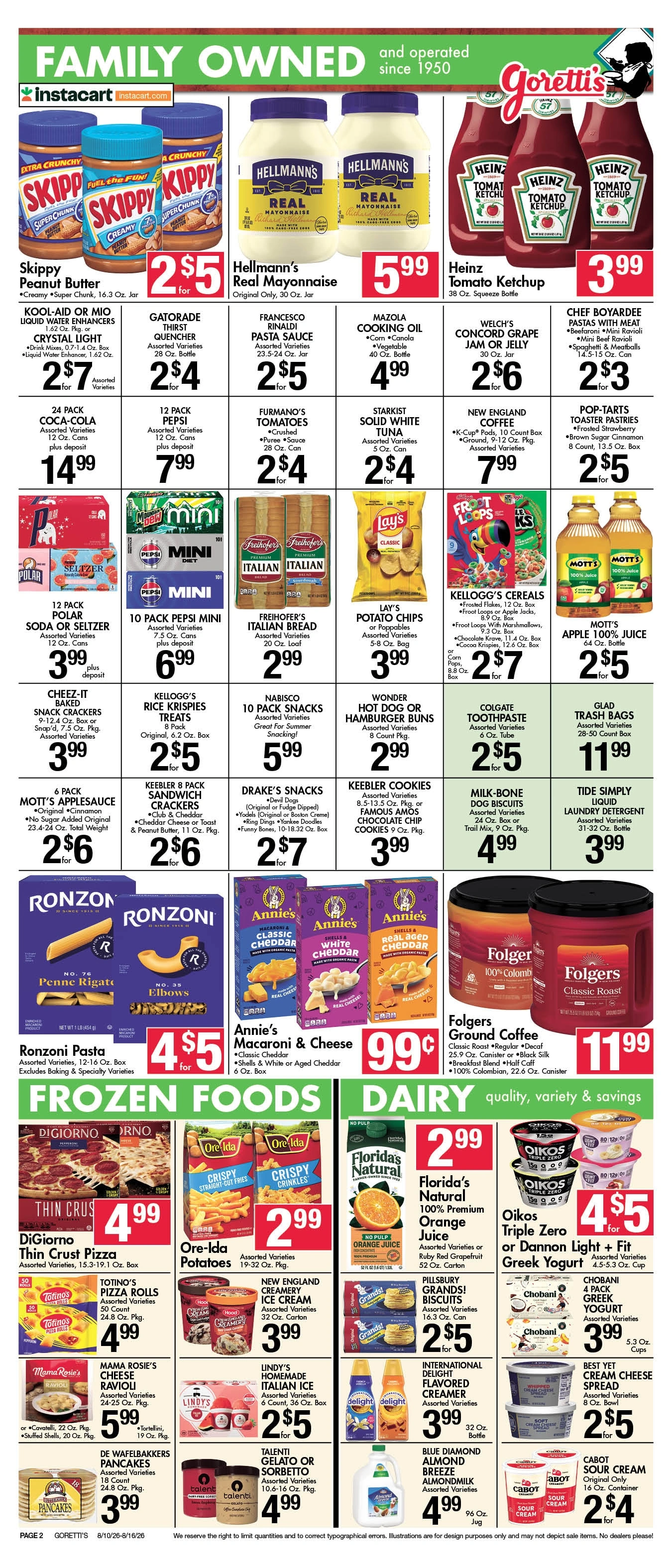 Goretti's Supermarket flyer page 2