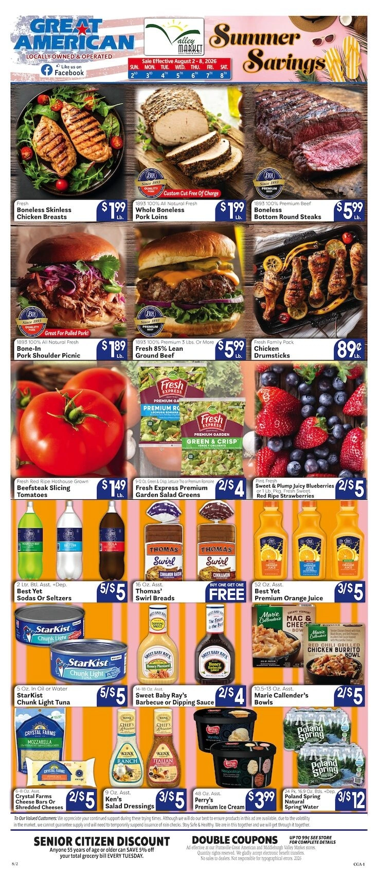 Valley Market and Jim's Great American flyer page 1