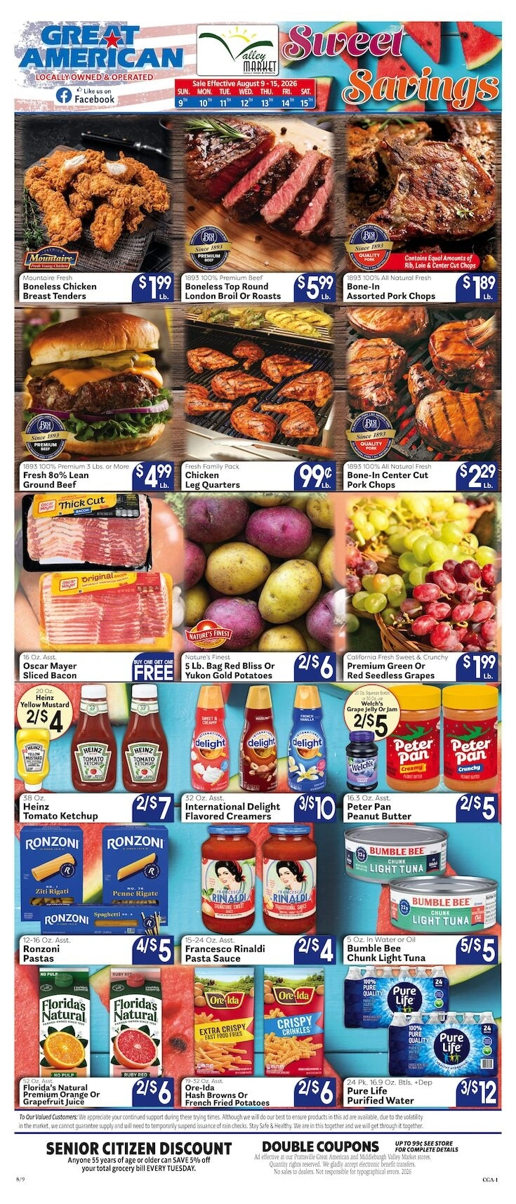 Valley Market and Jim's Great American flyer page 1