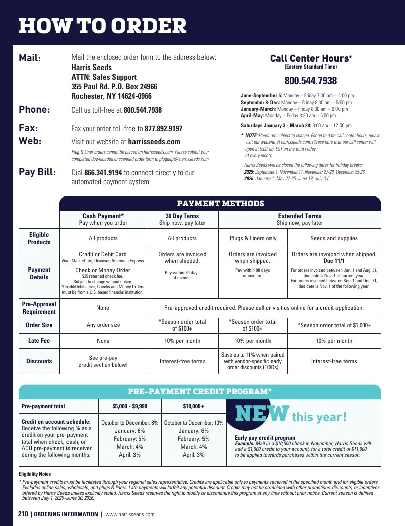 Harris Seeds flyer page 210