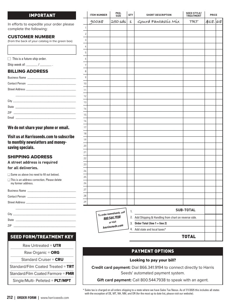 Harris Seeds flyer page 212