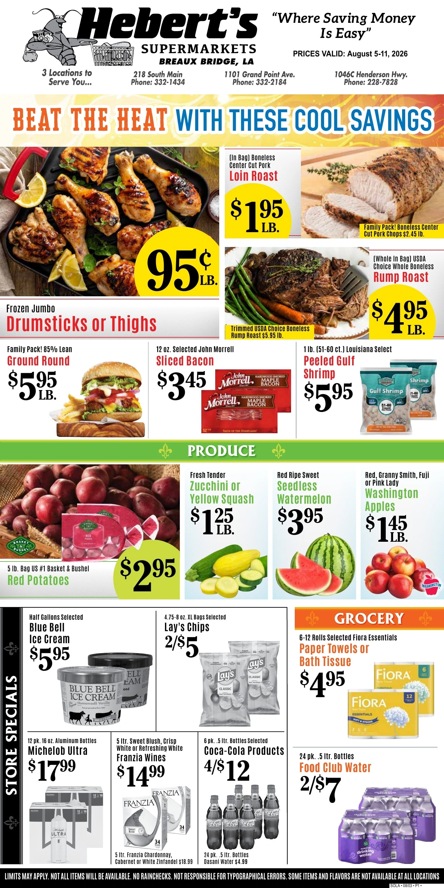 Hebert's Supermarket flyer page 1