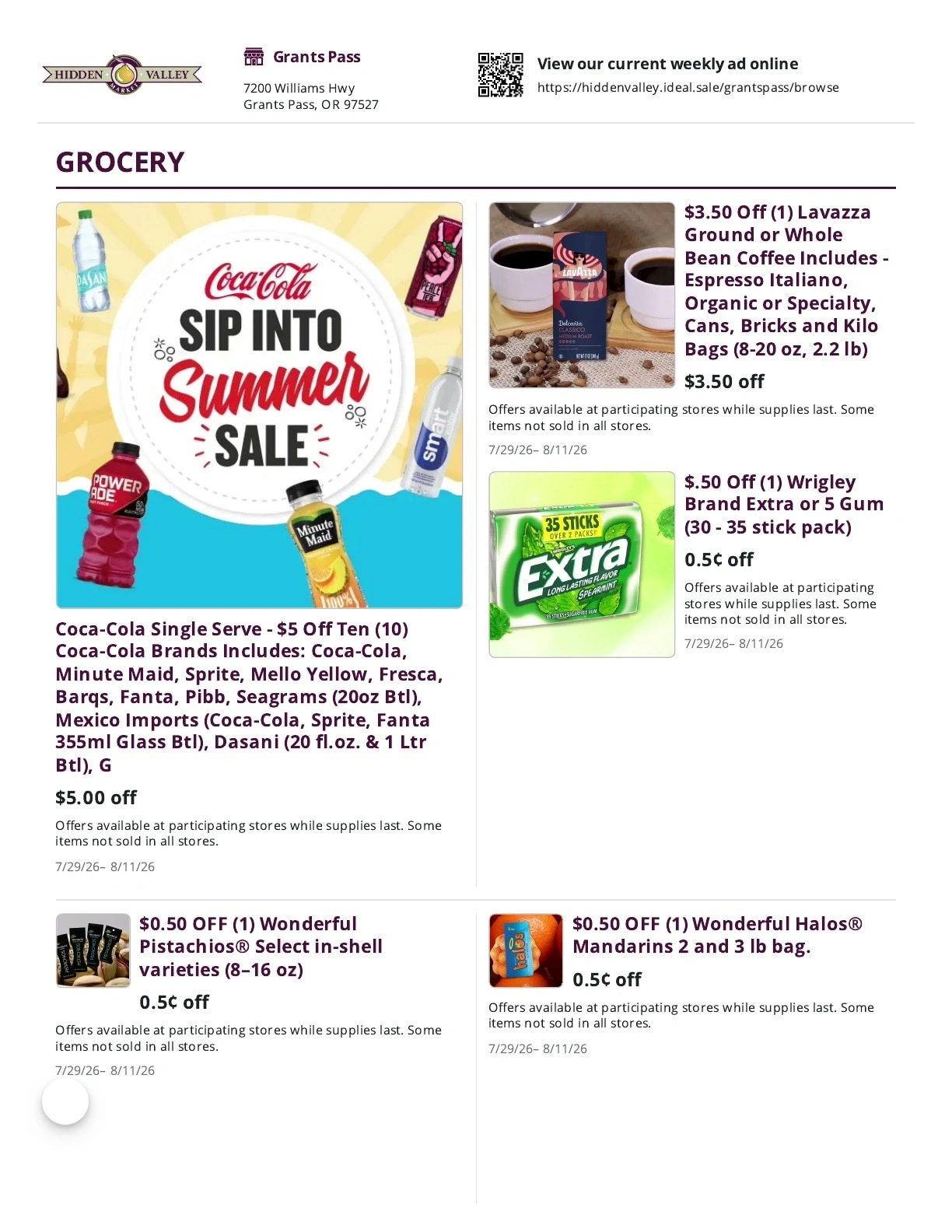 Hidden Valley Market flyer page 1