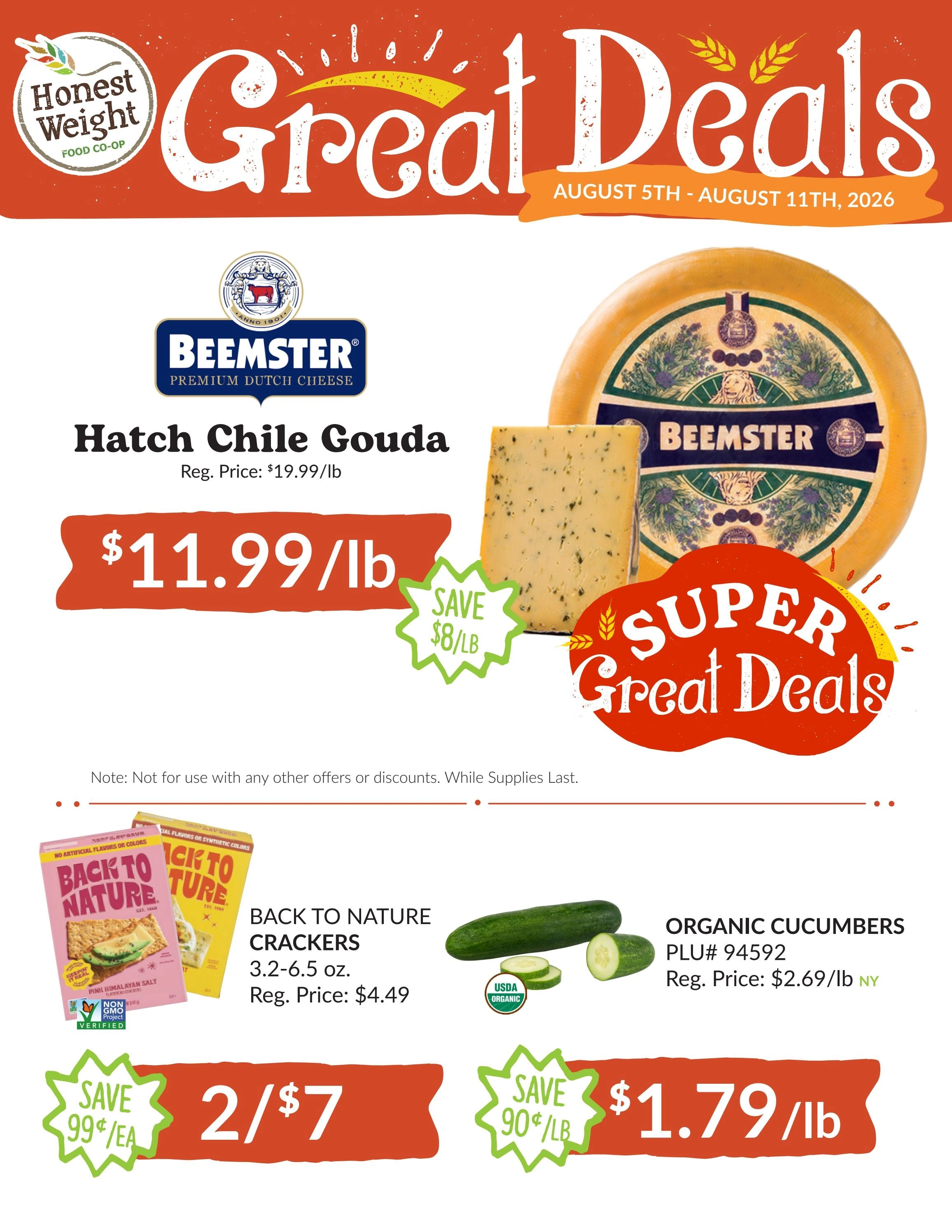 Honest Weight Food Co-op flyer page 1