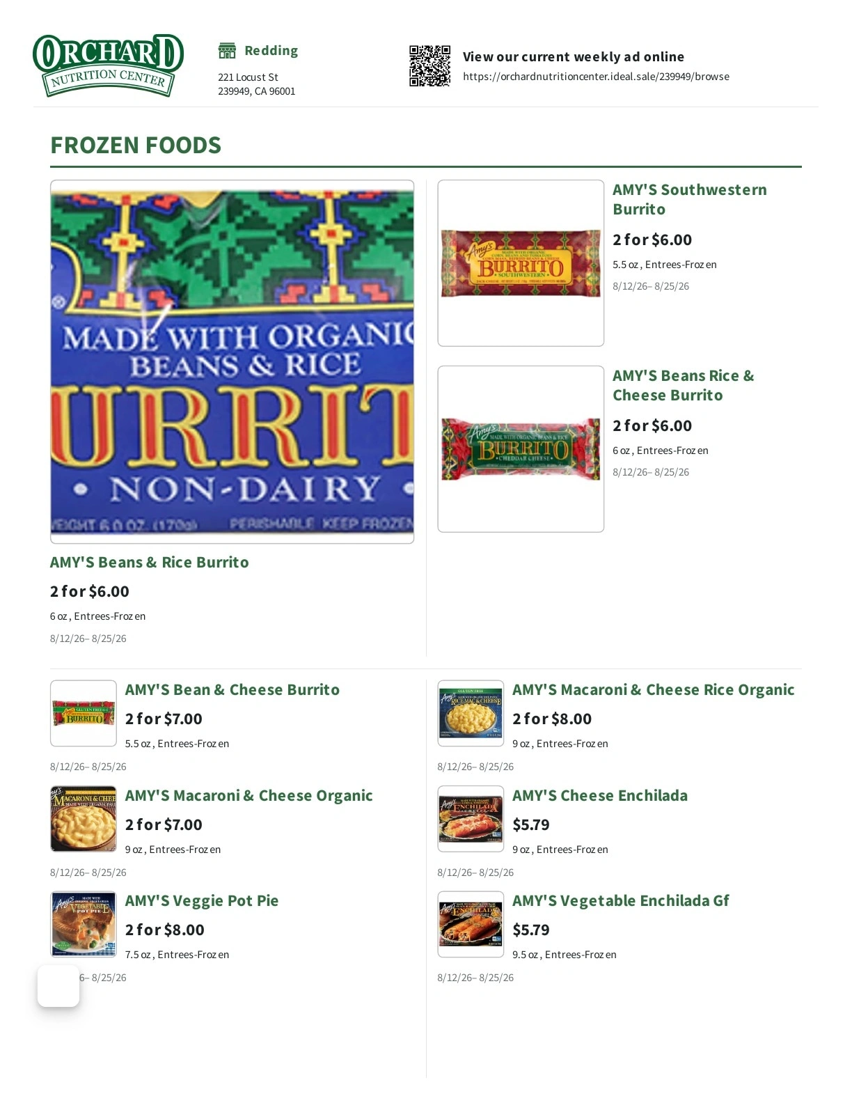 Orchard Nutrition Center flyer page 1