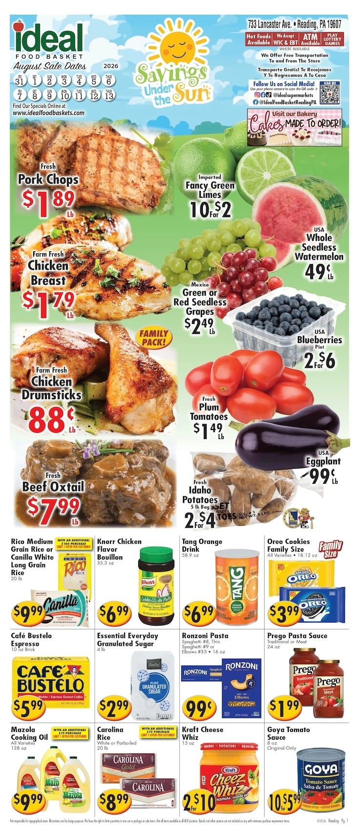 Ideal Food Basket flyer page 1