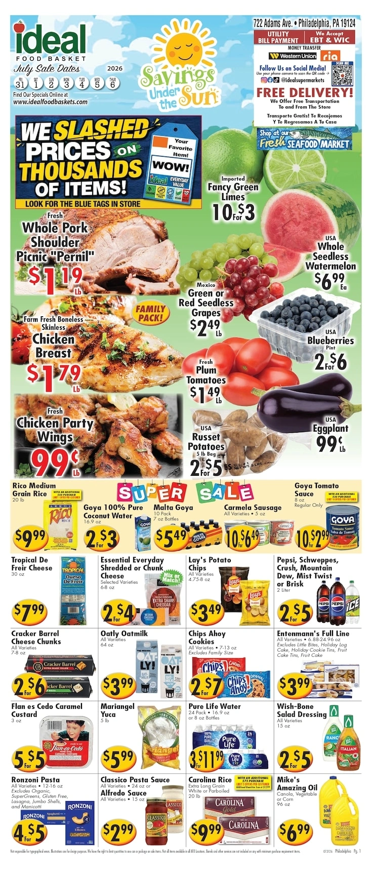 Ideal Food Basket flyer page 1