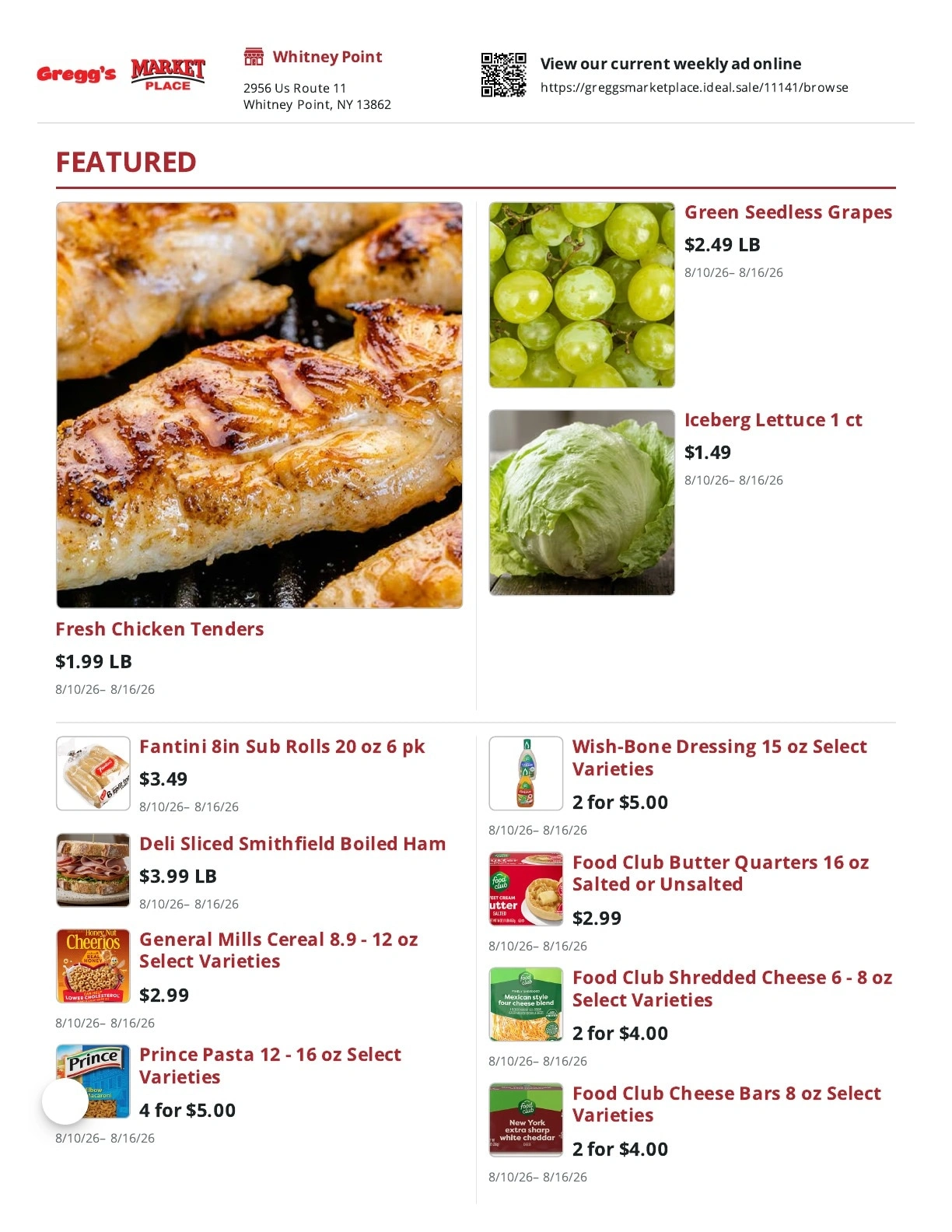 Gregg's Market Place flyer page 1