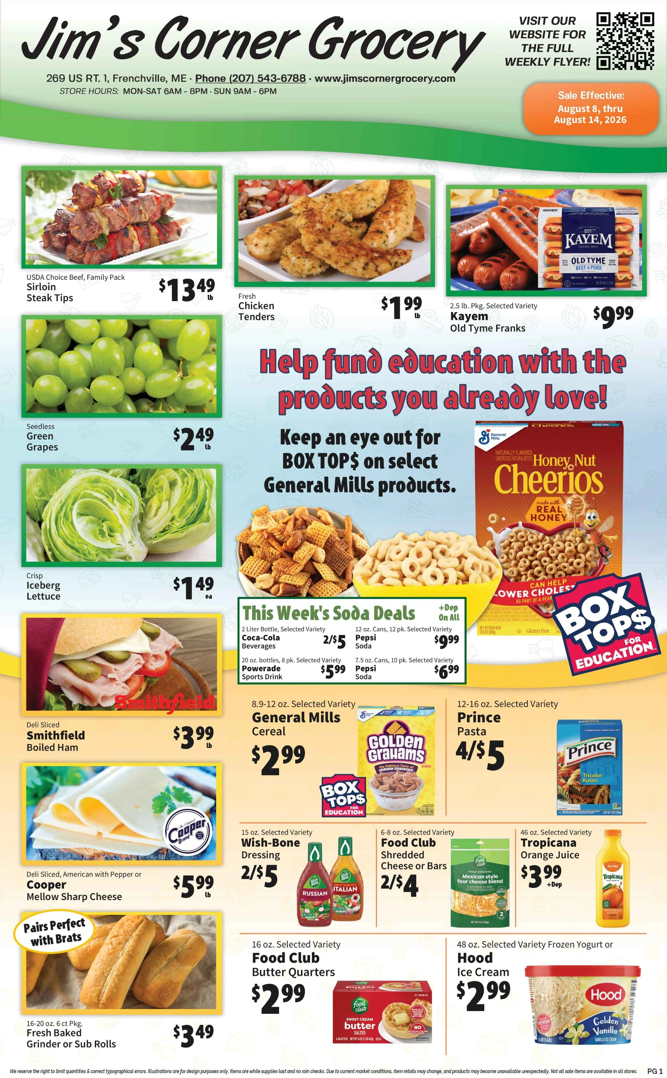 Jim's Corner Grocery flyer page 1