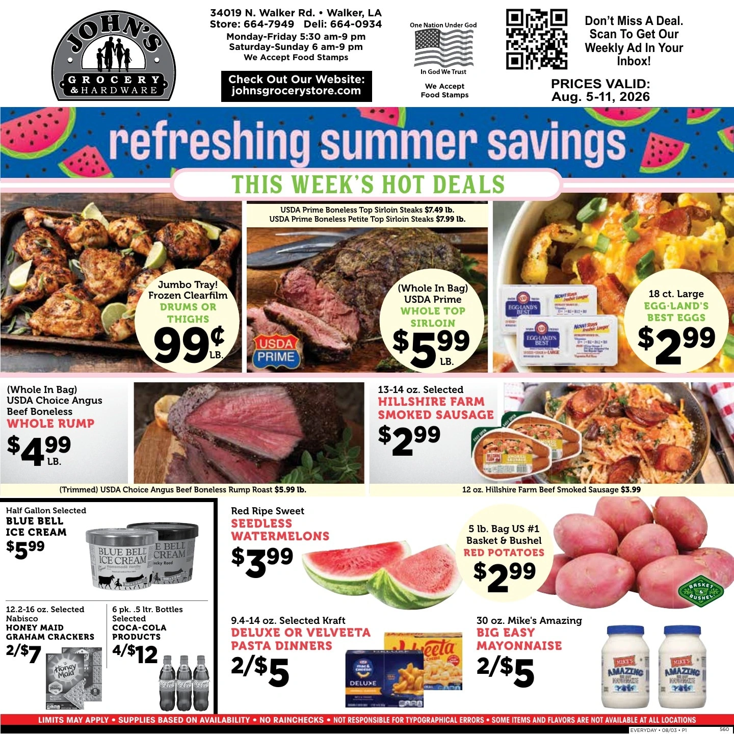 John's Grocery flyer page 1