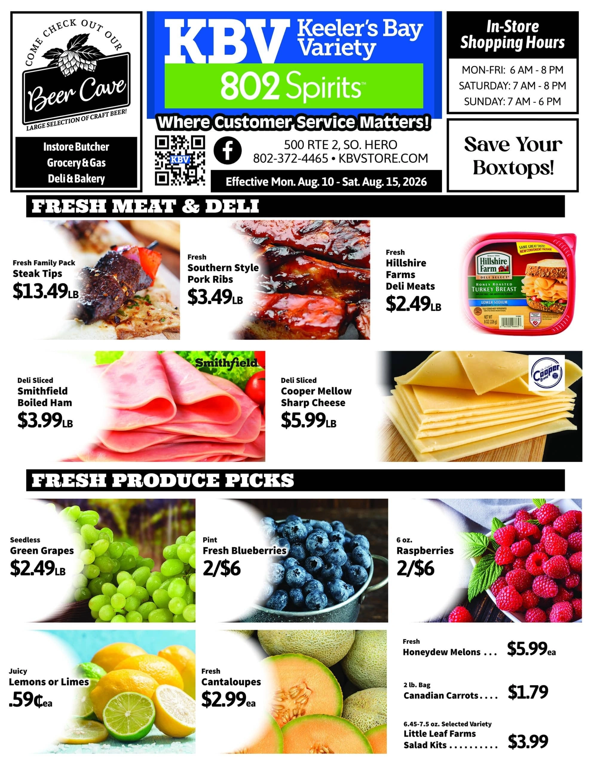 Keeler's Bay Variety Store flyer page 1