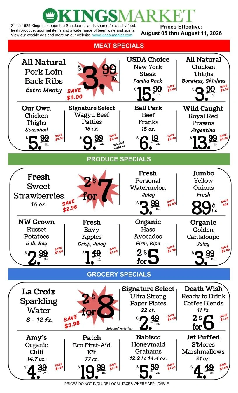 Kings Market Friday Harbor flyer page 1