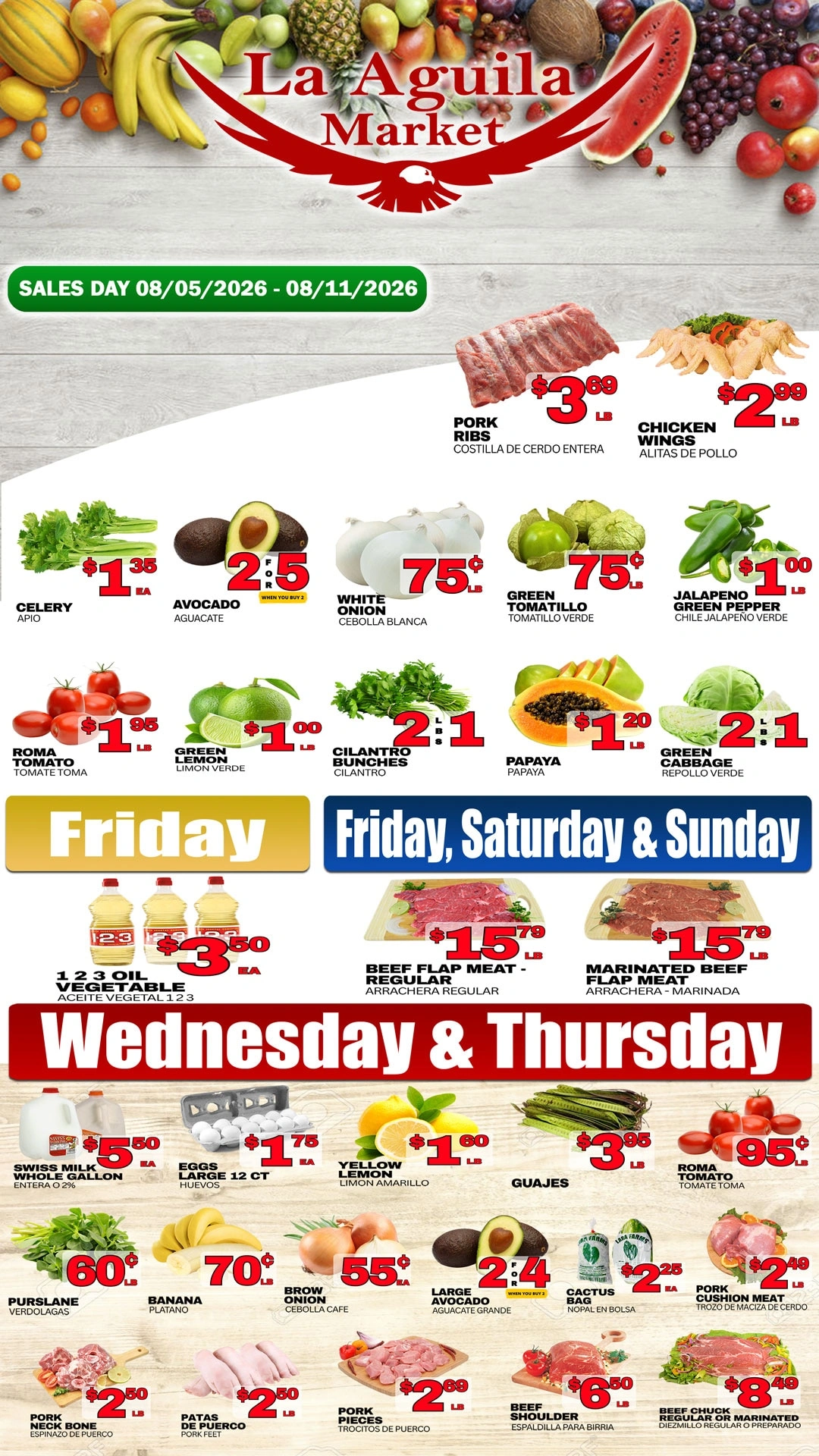 La Aguila Market flyer page 1