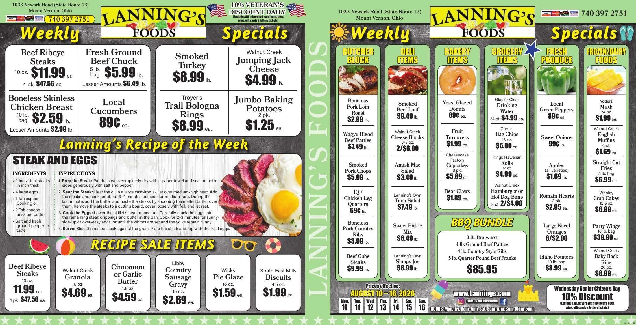 Lanning's Foods flyer page 1