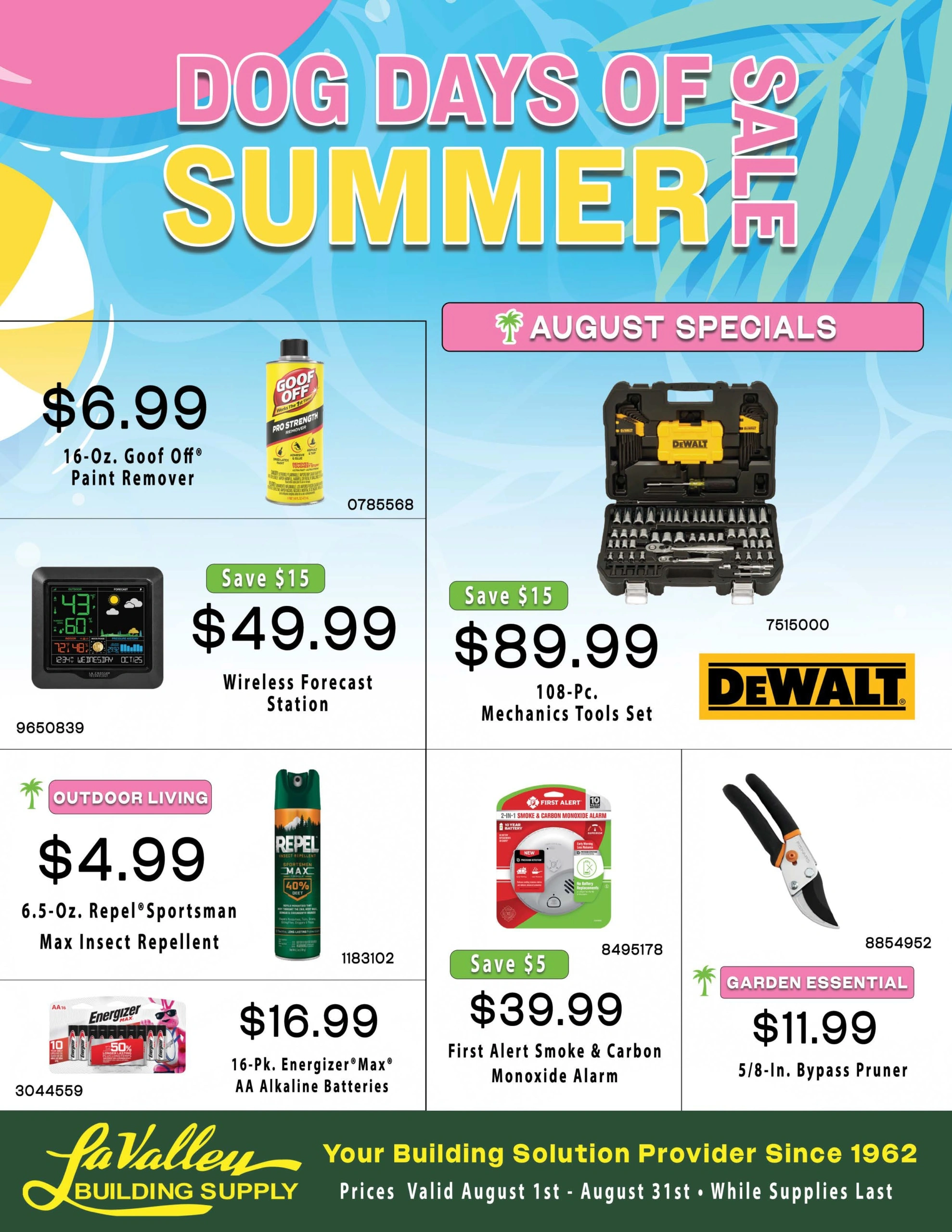 LaValley Building Supply flyer page 1