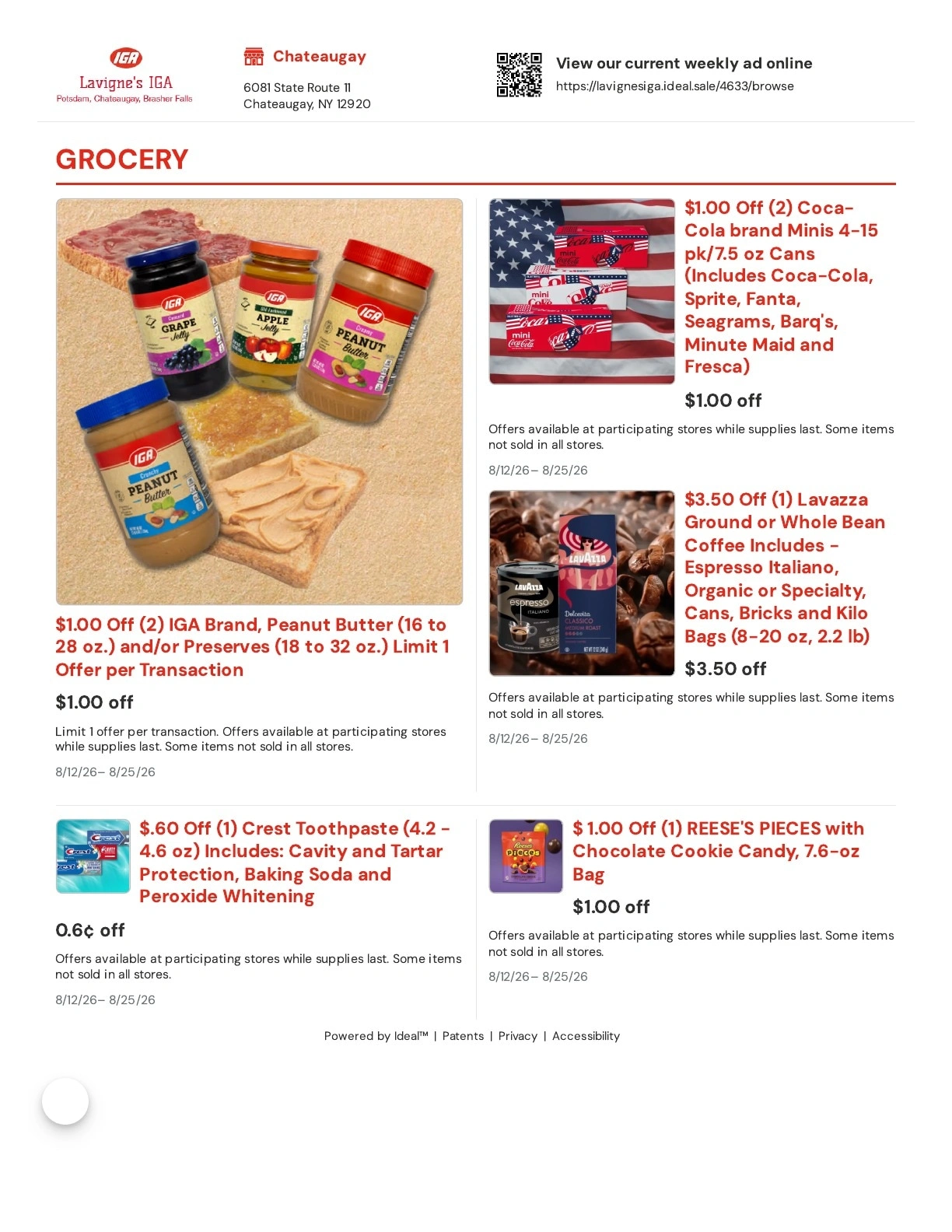 LaVigne's IGA flyer page 1