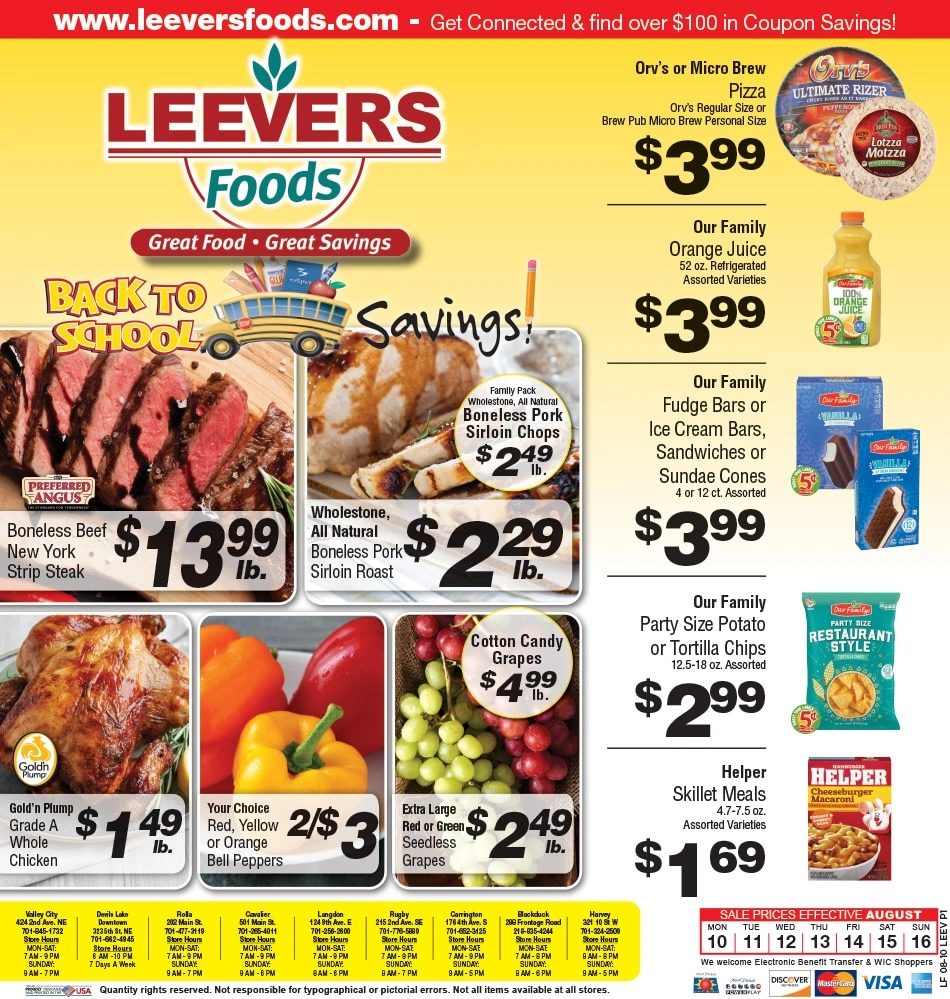 Leevers Foods flyer page 1