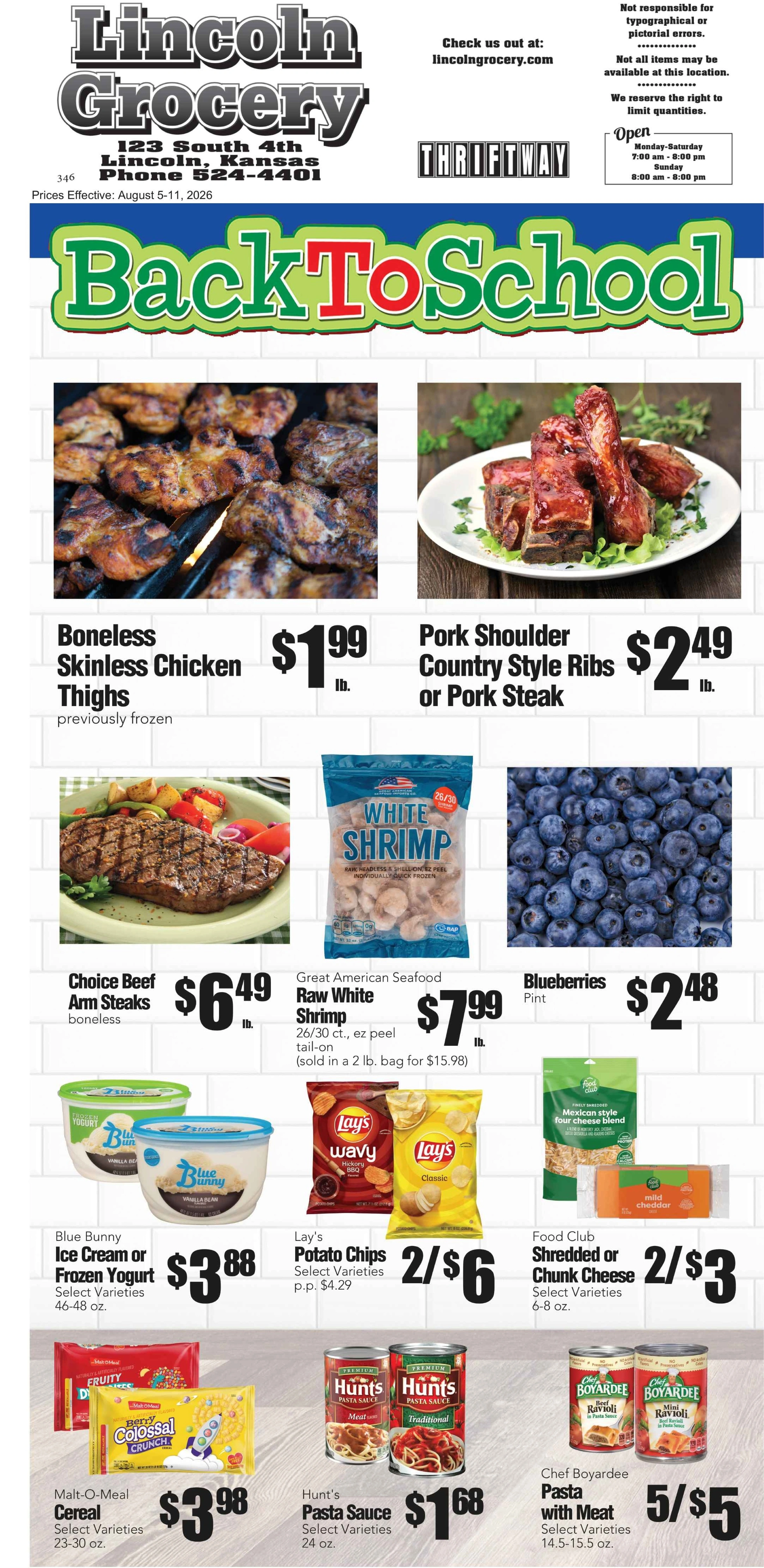 Lincoln Grocery flyer page 1
