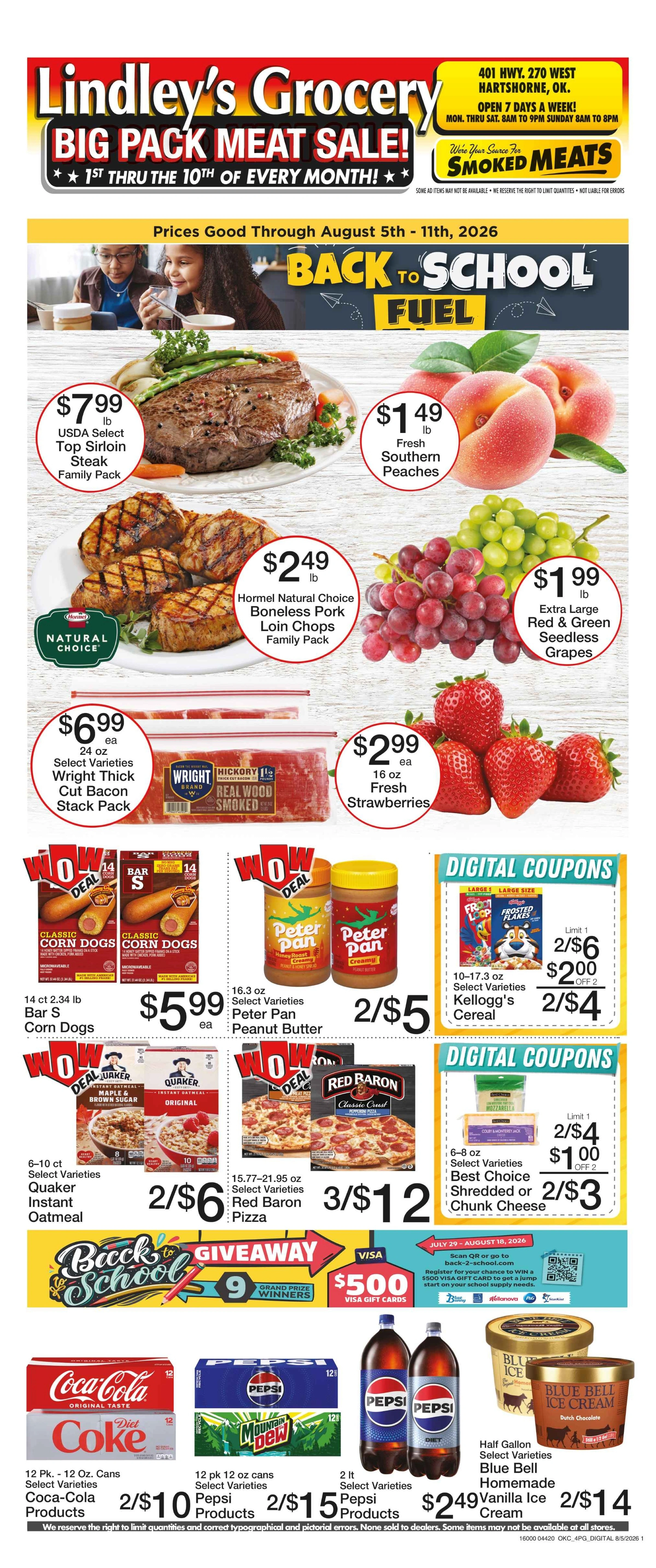 Lindley's Grocery flyer page 1