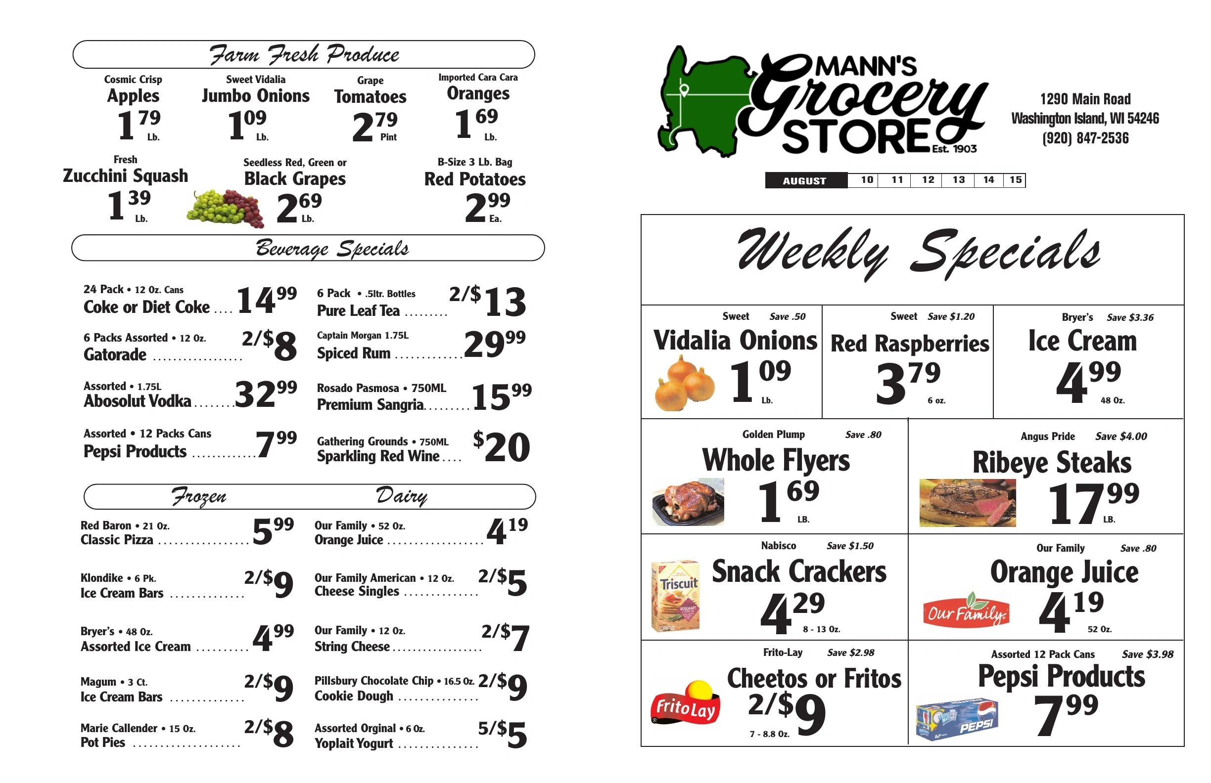 Mann's Grocery flyer page 1