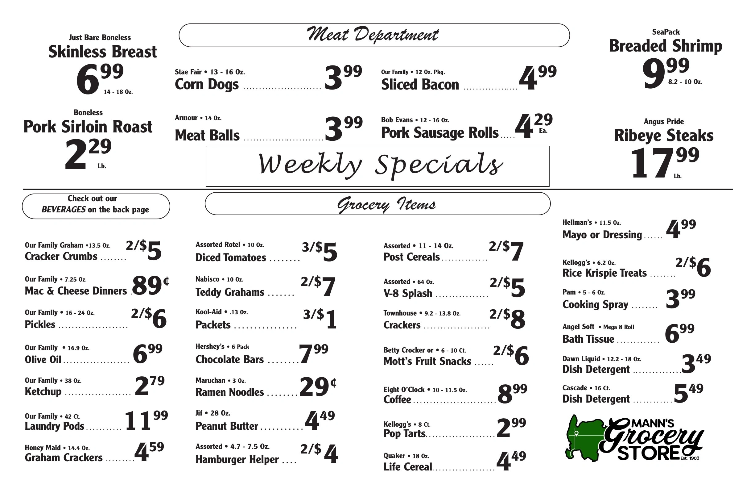 Mann's Grocery flyer page 2