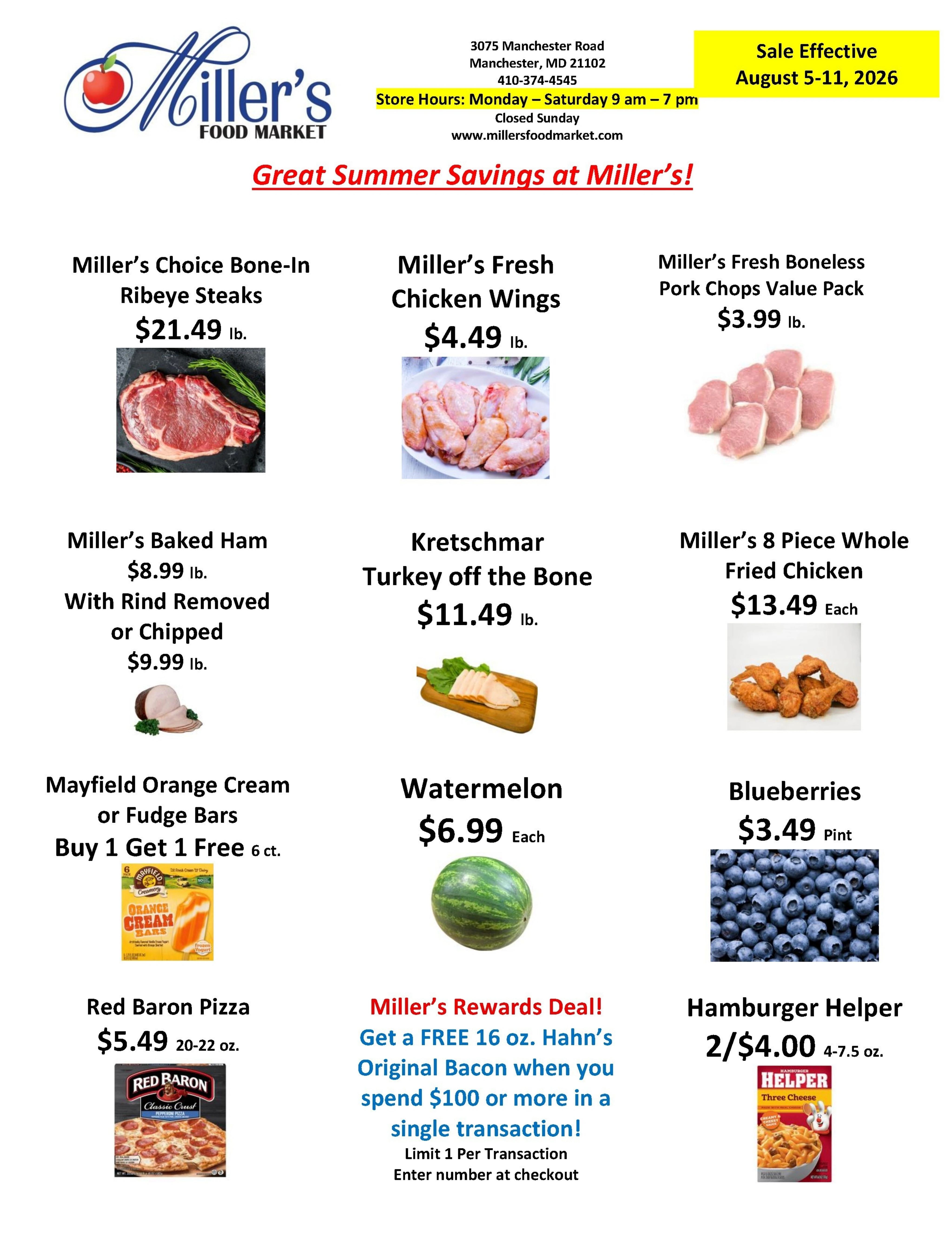 Miller's Food Market flyer page 1
