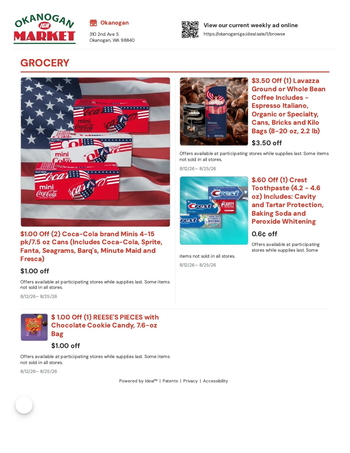 Okanogan Market IGA flyer page 1