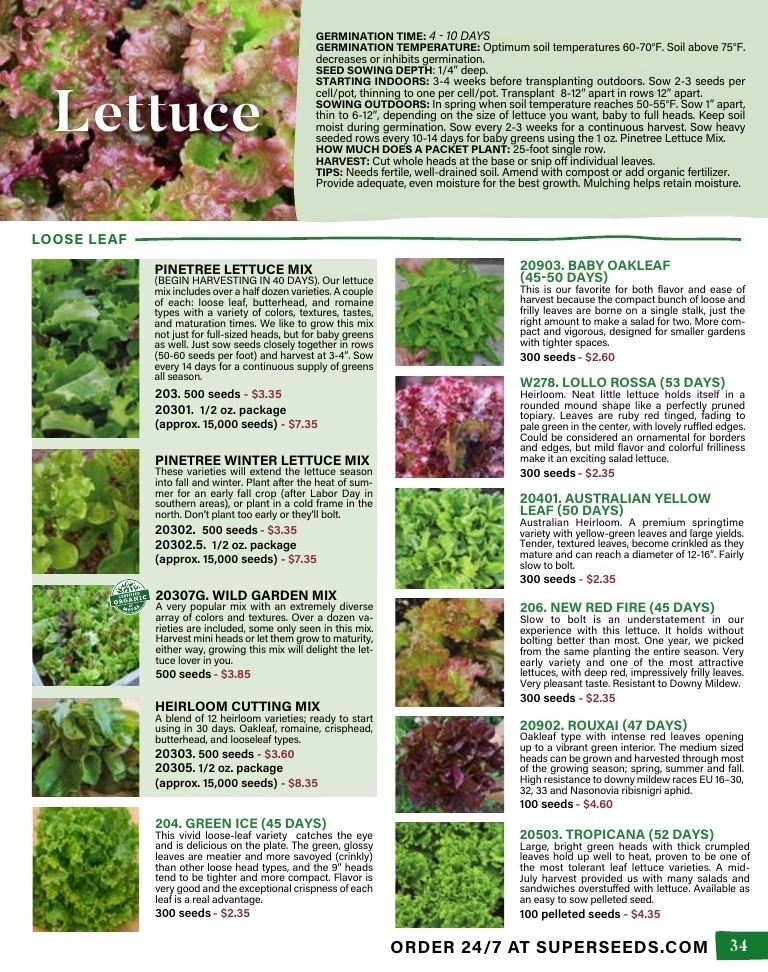 Pinetree Garden Seeds flyer page 35