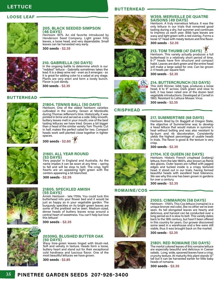 Pinetree Garden Seeds flyer page 36