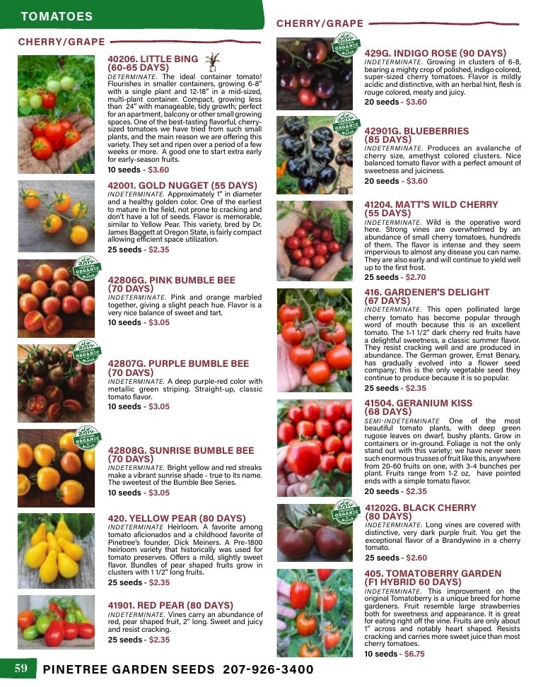 Pinetree Garden Seeds flyer page 60