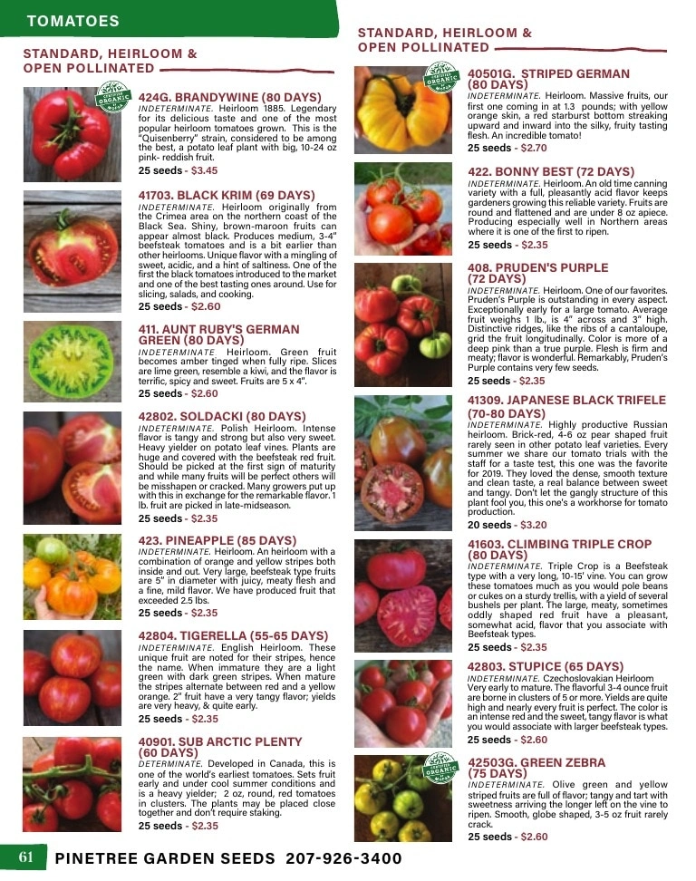 Pinetree Garden Seeds flyer page 62