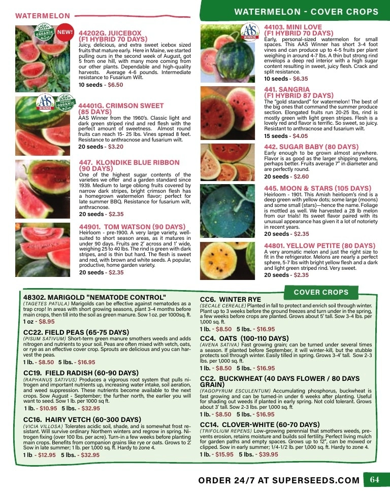 Pinetree Garden Seeds flyer page 65