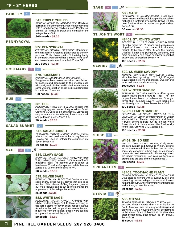Pinetree Garden Seeds flyer page 72