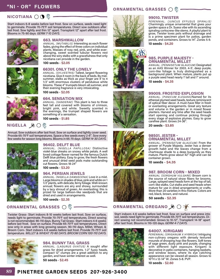Pinetree Garden Seeds flyer page 90