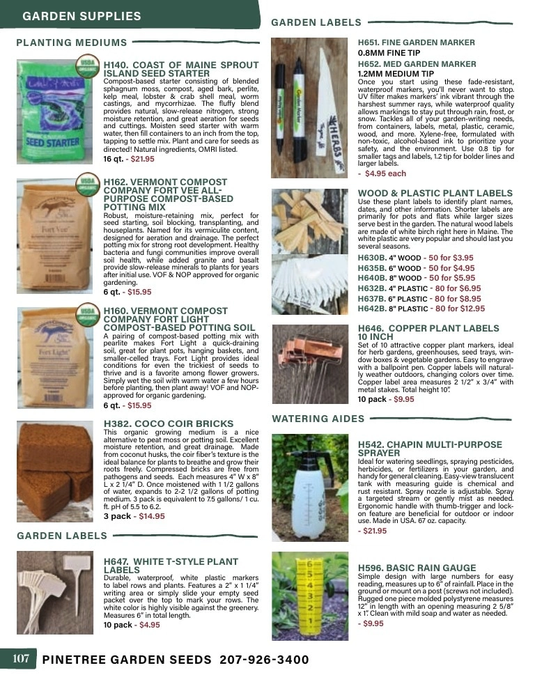 Pinetree Garden Seeds flyer page 108