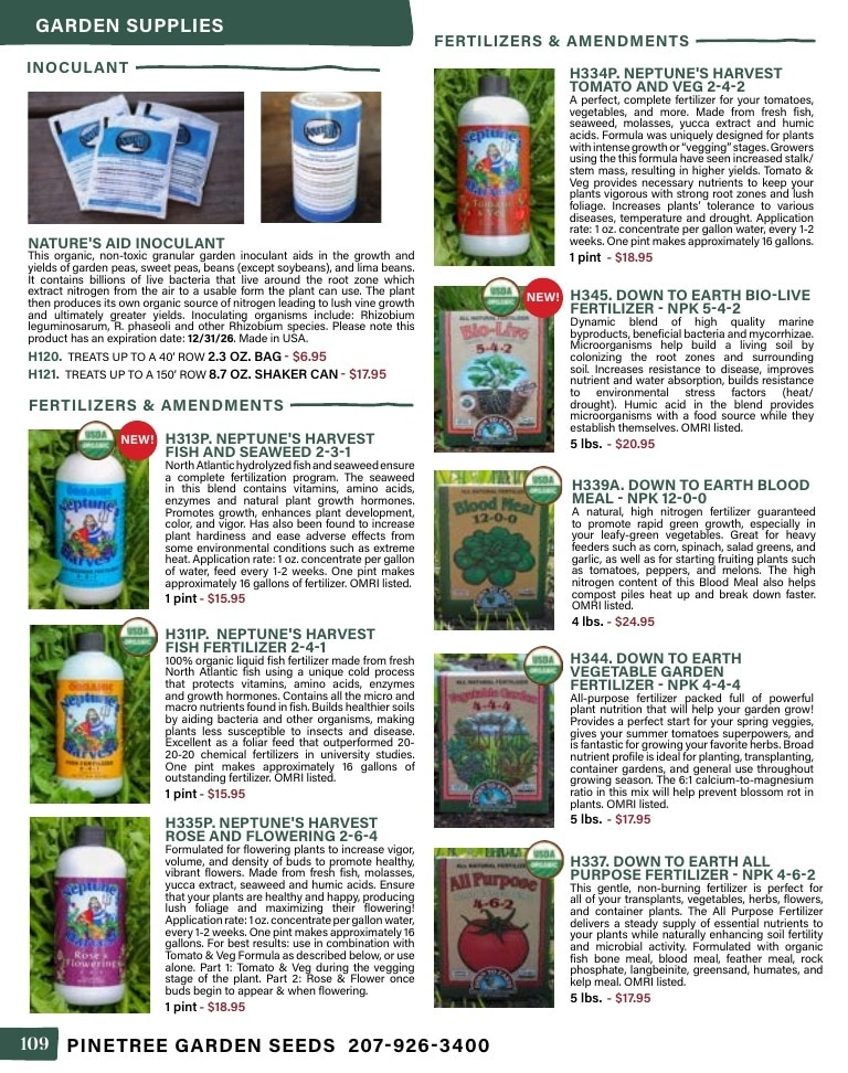 Pinetree Garden Seeds flyer page 110