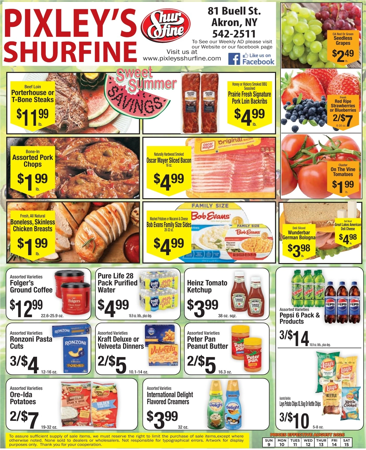 Pixley's Shurfine Food Mart flyer page 1