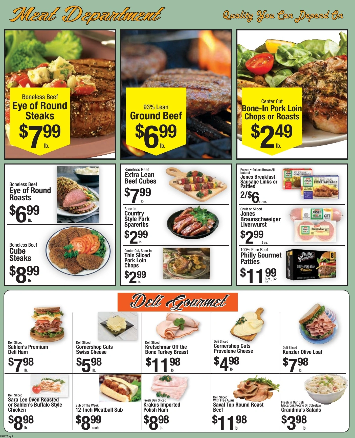 Pixley's Shurfine Food Mart flyer page 4