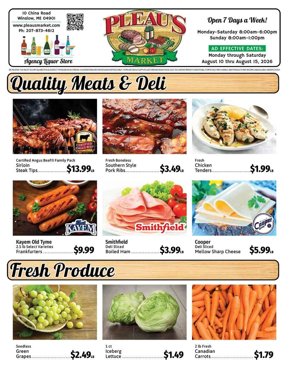 Pleau's Market flyer page 1