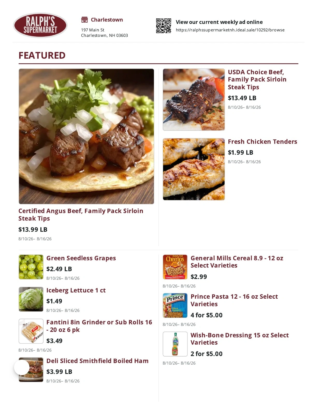 Ralph's Supermarket flyer page 1