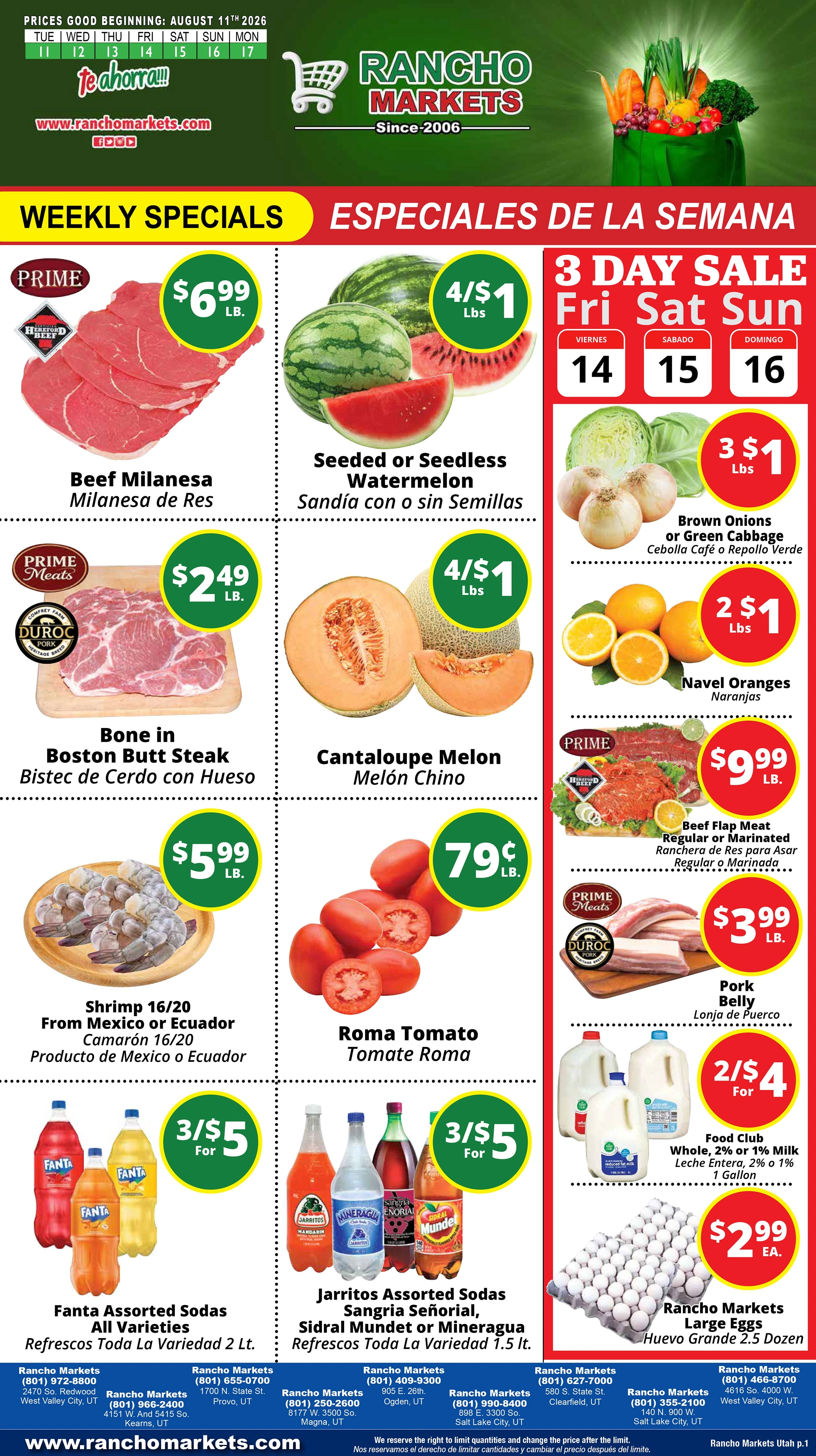 Rancho Markets flyer page 1