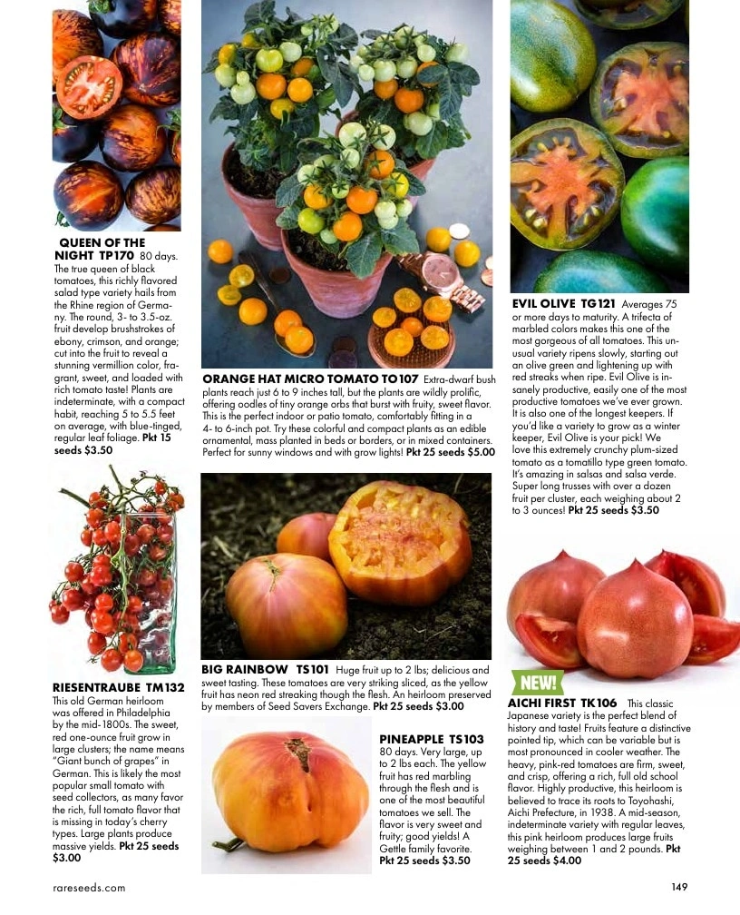 Baker Creek Heirloom Seeds flyer page 149