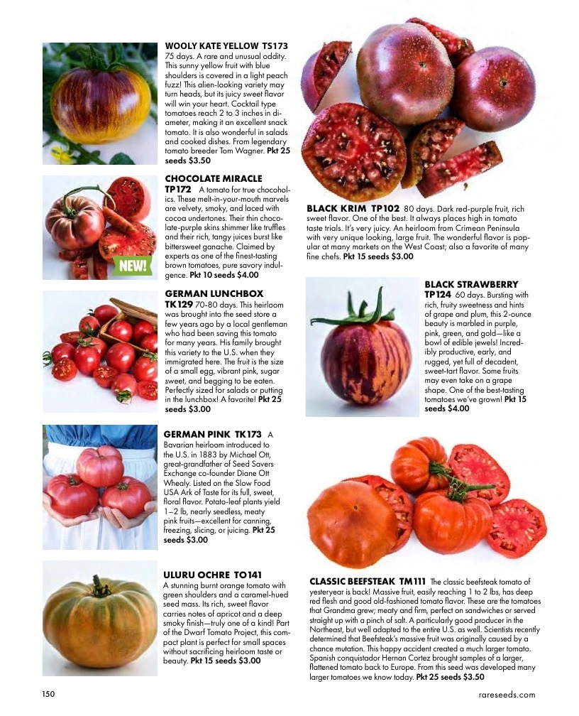 Baker Creek Heirloom Seeds flyer page 150