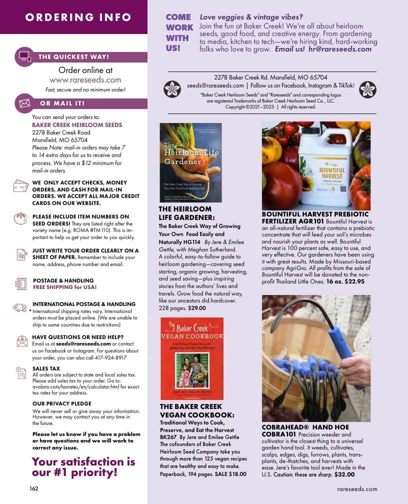 Baker Creek Heirloom Seeds flyer page 162