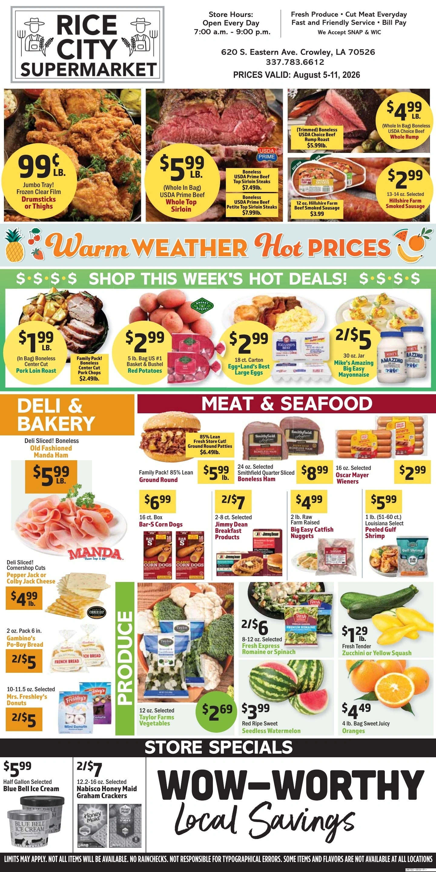 Rice City Supermarket flyer page 1