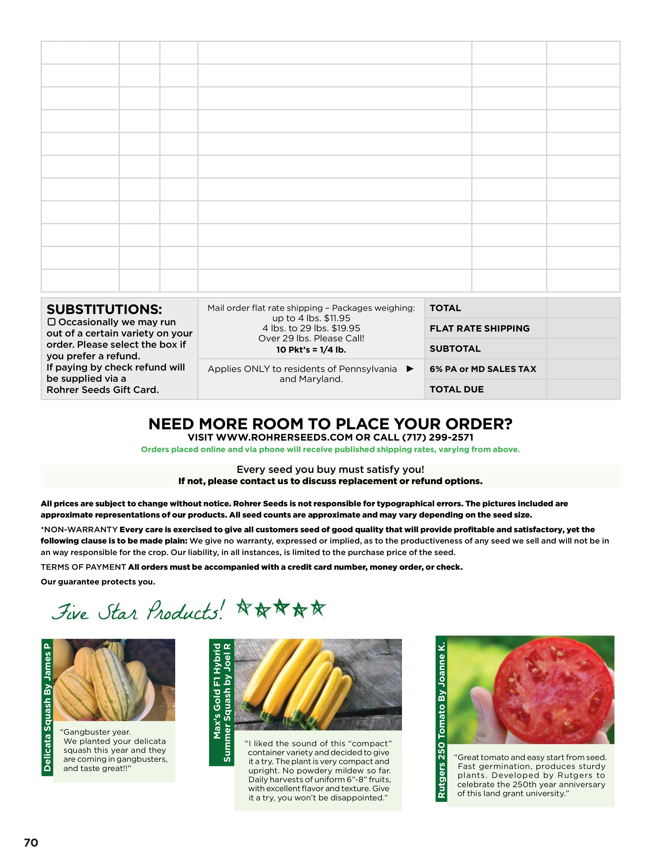 Rohrer Seeds flyer page 70
