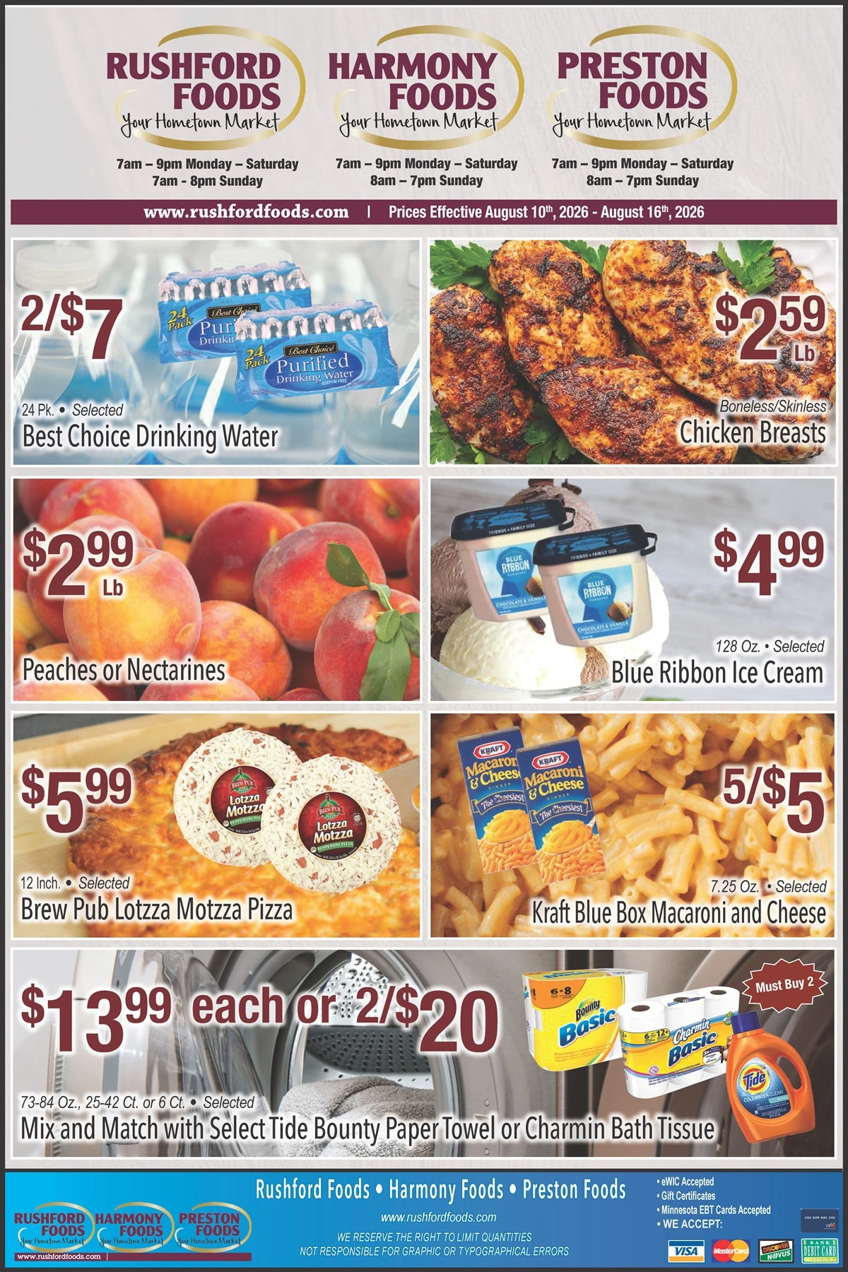 Rushford, Preston and Harmony Foods flyer page 1