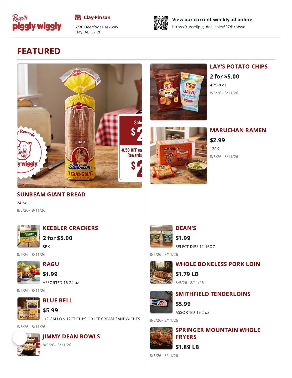 Russell's Piggly Wiggly flyer page 1
